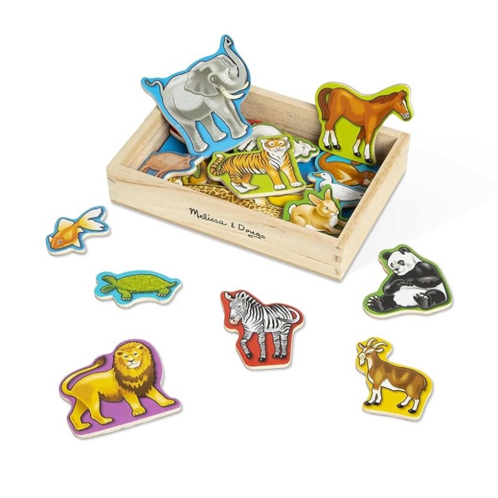 Melissa & Doug Blue and Orange Wooden Puzzle Set